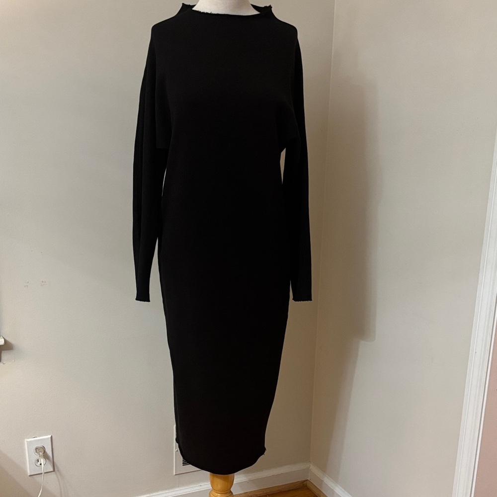Frank & Eileen Elegant Black Izzie Long-Sleeve Sweatshirt  Midi Dress S